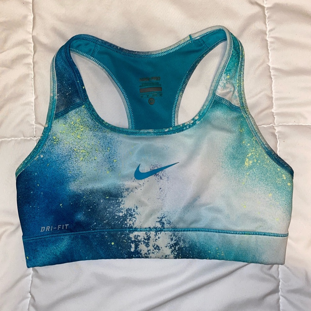 XS Teal Patterned Nike Pro Dri Fit Sports Bra
